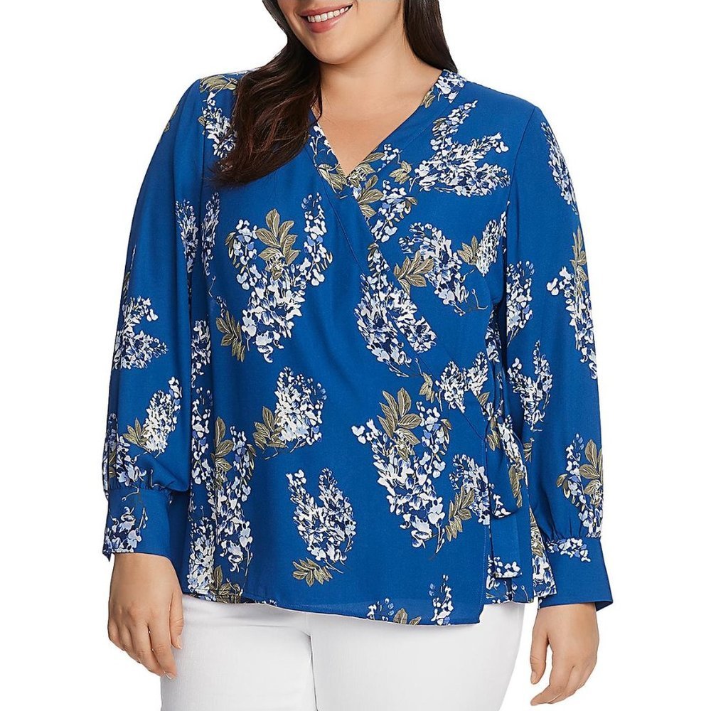 VINCE CAMUTO Floral Wrap Front Blouse P4092